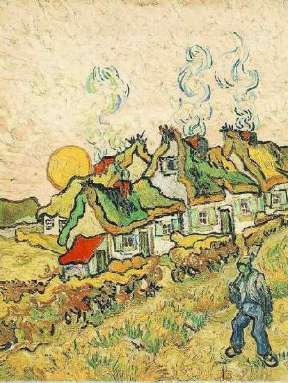 Vincent Van Gogh Thatched Cottages in the Sunshine Norge oil painting art